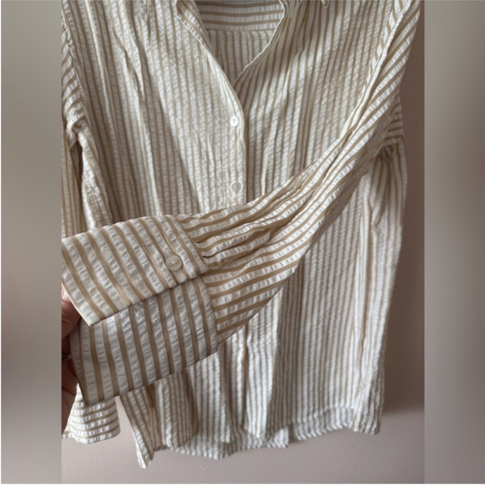 Blenca Brown Striped Button Down Top Size Large - image 3